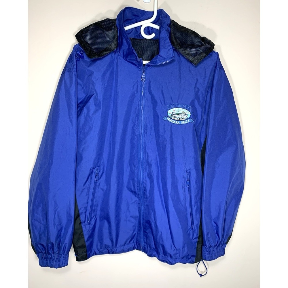 Cheneral Niagara Falls Maid‎ of the Mist Windbreaker Rain Jacket Mens Small Blue